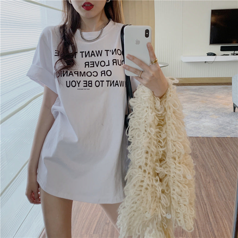 Smiley Face Print Loose Short-Sleeved T-Shirt for Women Spring and Summer New Casual Bottoming Shirt Women's Round Neck Top Dropshipping