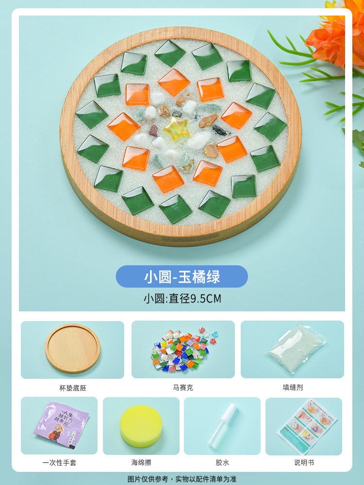 net red diy mosaic coaster warm field bamboo creative manual research independent material package warm field group building parent-child