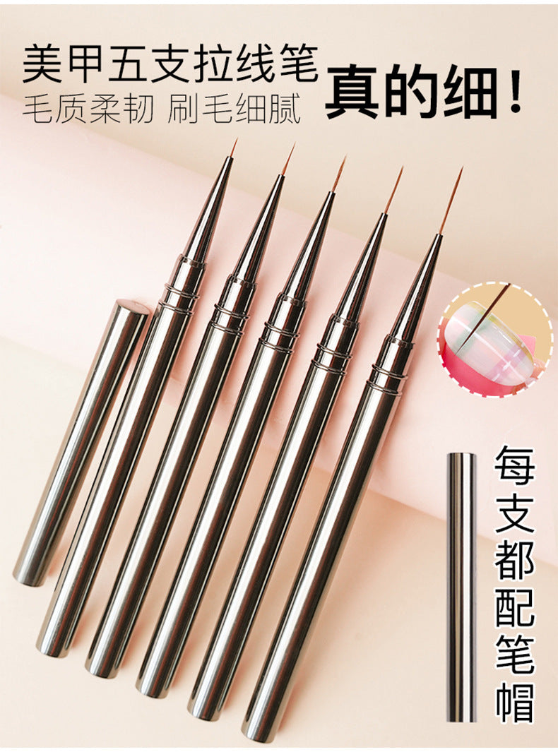 Nails Art Liner Brushes UV Gel Brush 6/9/12/15/18mm Nail Design Pen Elongated Lines Striping Painting Professional Manicure Tool