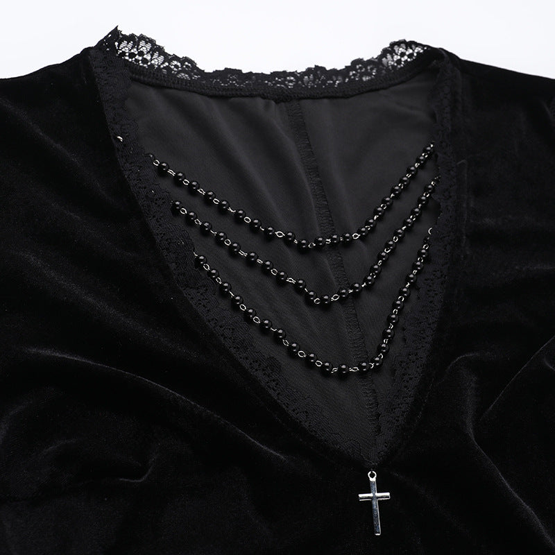 Halloween Costume Women Batwing Sleeve Floor Dress Black Gothic Evil Terror Maxi Mistress Morticia Addam Family Outfit For Adult