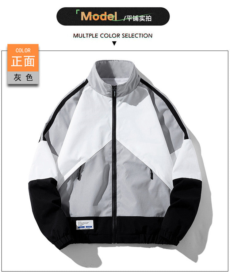 Spring and Autumn New Men's Tops Sports Casual Loose Tops Teenagers Color Matching Top Daily Versatile Tops