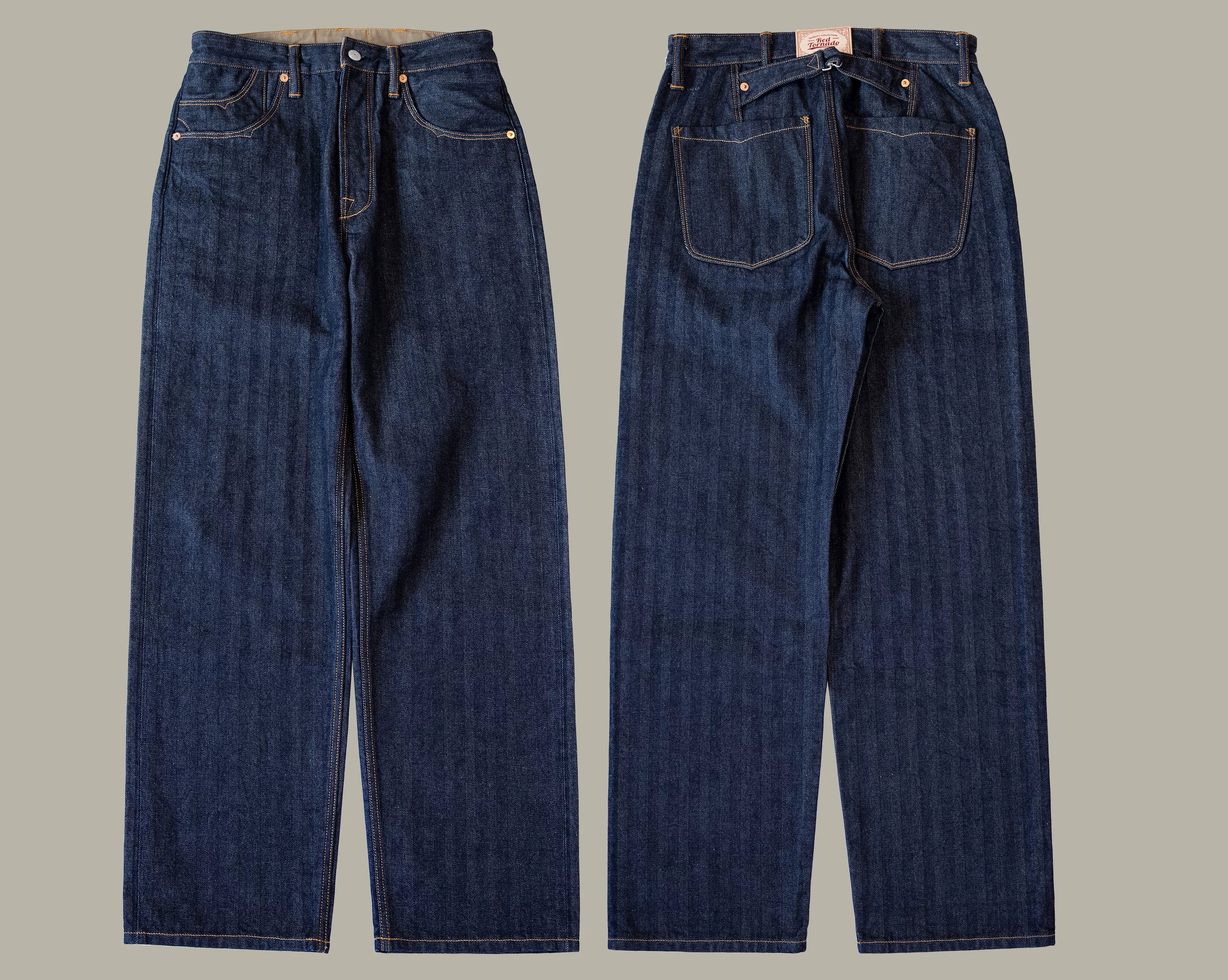 507-0001 Red Tornado  Vintage 15 Oz Indigo Selvage Stylish Trousers Mens Casual Raw Denim Jean Pants