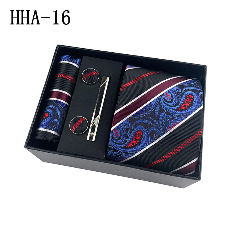 Factory Wholesale Men's Tie Business Dress Wedding Photo Suit Accessories Tie Cufflinks Square Tie Gift Box