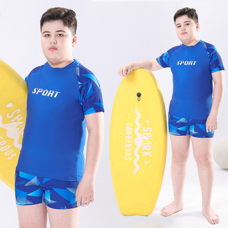 Cross-border Swimwear Children's Swimwear Foreign Trade Big Boys Split Swimwear Plus Fat Loose Quick-drying Fat Children