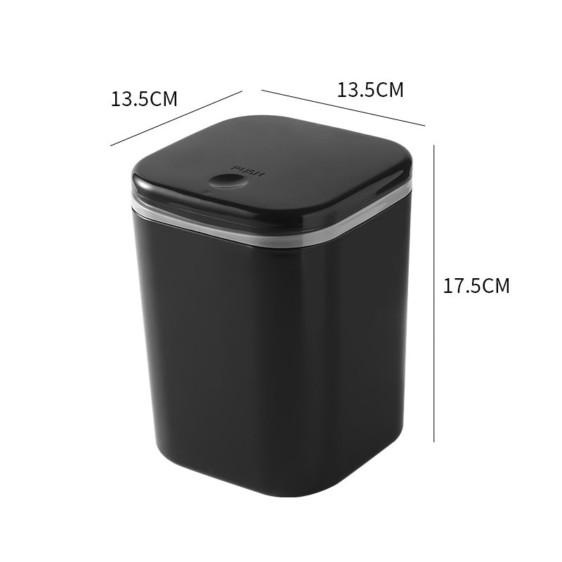 Small Desktop Trash Can for Home Office High-End Dormitory Press with Lid Mini Plastic Storage Trash Can