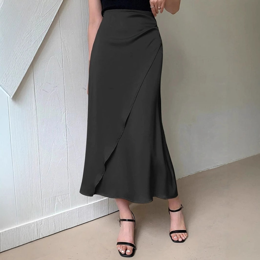 European and American Amazon Popular Satin Satin Skirt Foreign Trade Independent Station New Mid-Length Imitation Silk Skirt