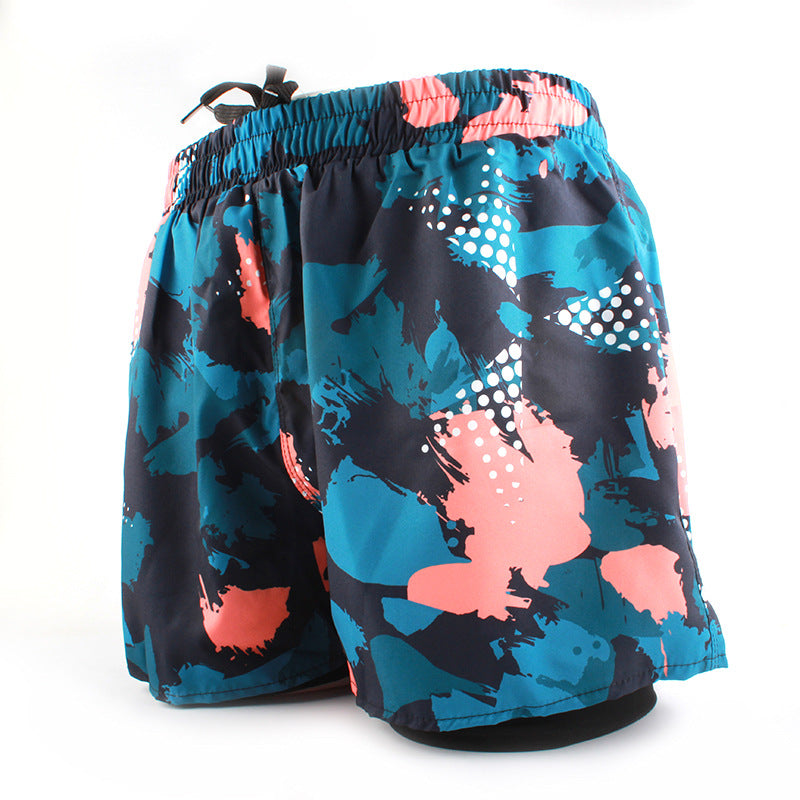 Men's Sports Shorts Summer Explosions Double-layer Quick-drying Swimming Trunks Anti-embarrassment Swimming Trunks Running Fitness Training Shorts