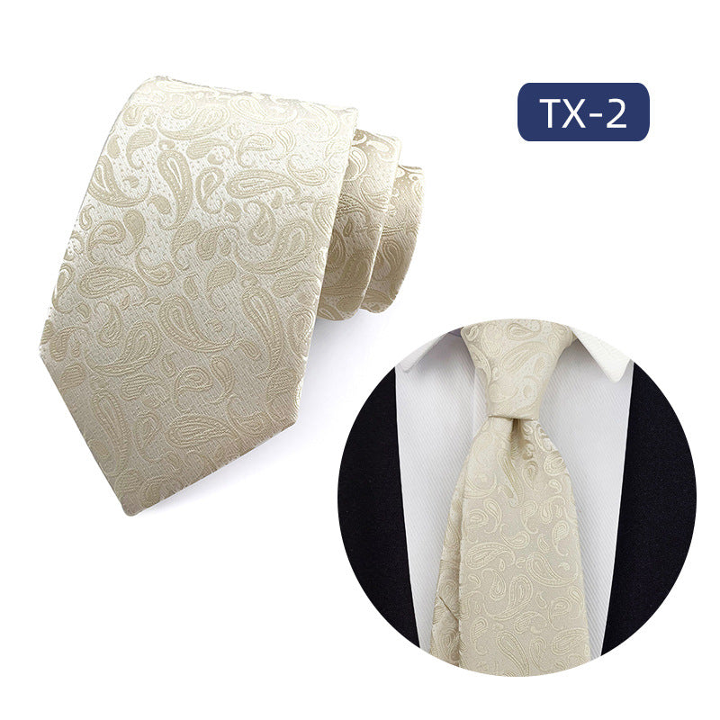 in stock wholesale men's tie jacquard yarn-dyed fabric small floral pattern business casual wedding groom tie