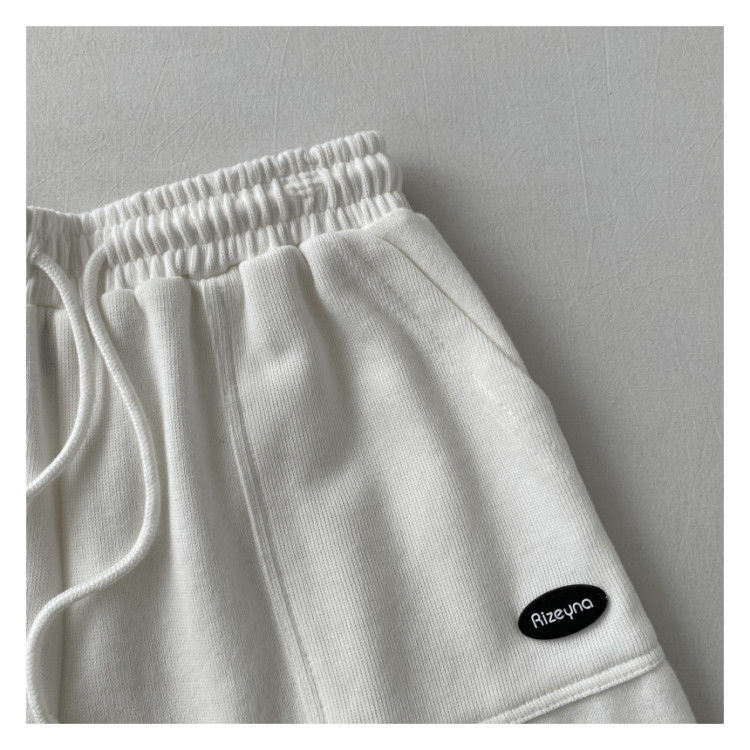 Women's Korean version of loose wide-leg drawstring A-line pants with a slim waist slim fit casual home versatile sports shorts