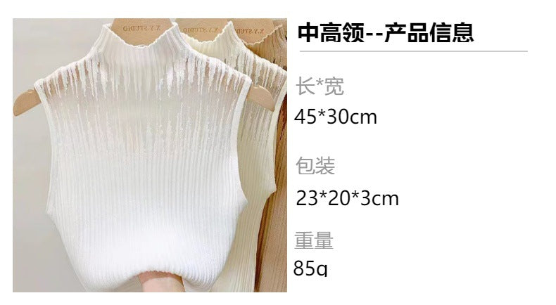 New Style Sleeveless Knit Top for Women, Summer Thin Style with a High-End Feel, Elegant Collar, Vacation Casual Top, Direct Cross-Border Supply