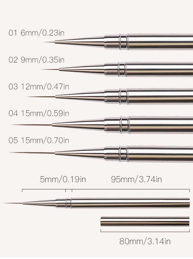 Nails Art Liner Brushes UV Gel Brush 6/9/12/15/18mm Nail Design Pen Elongated Lines Striping Painting Professional Manicure Tool