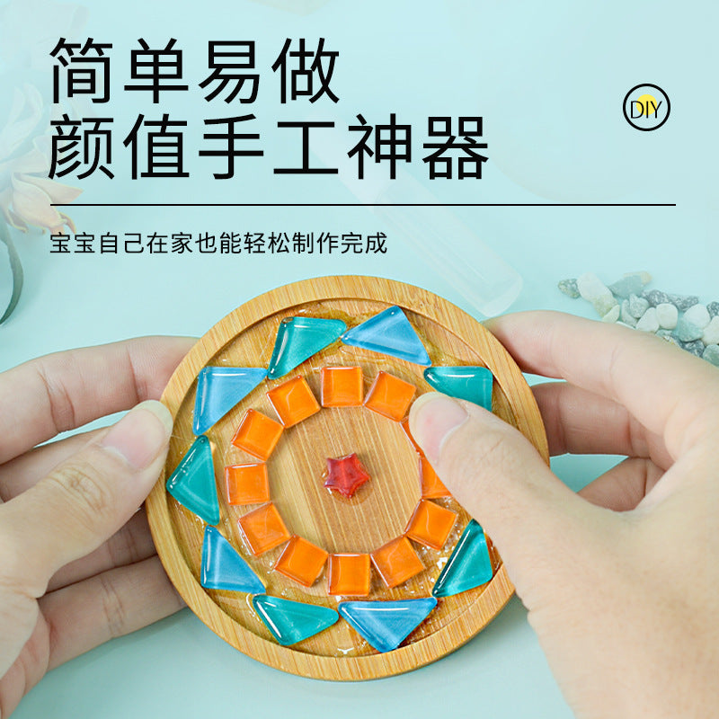 net red diy mosaic coaster warm field bamboo creative manual research independent material package warm field group building parent-child