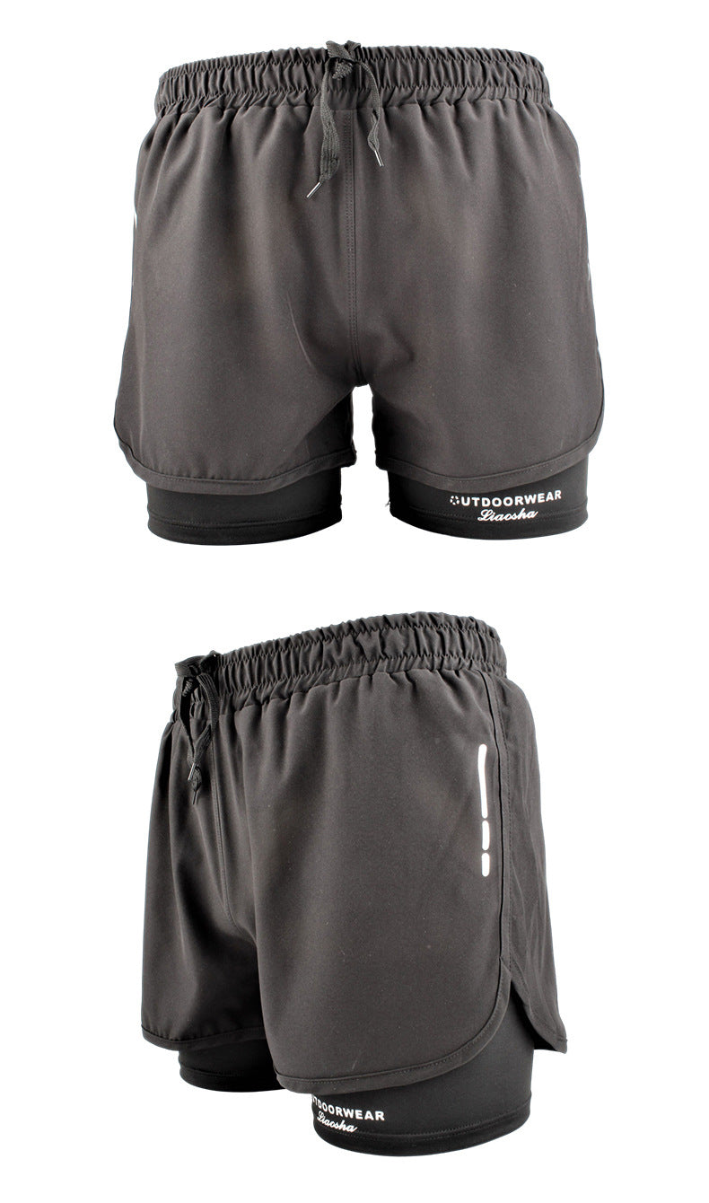 Men's Sports Shorts Summer Explosions Double-layer Quick-drying Swimming Trunks Anti-embarrassment Swimming Trunks Running Fitness Training Shorts