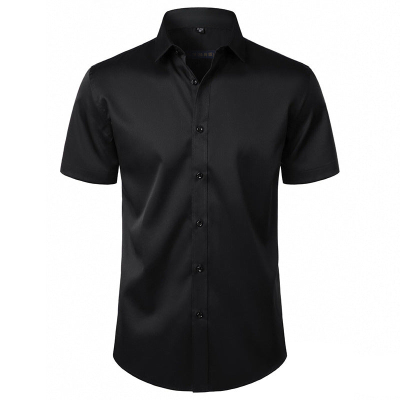 Solid Color Amazon Stretchy Plus-Size Men's Long-Sleeve Shirt, Men's Fashion Shirt, Slim Fit Outerwear