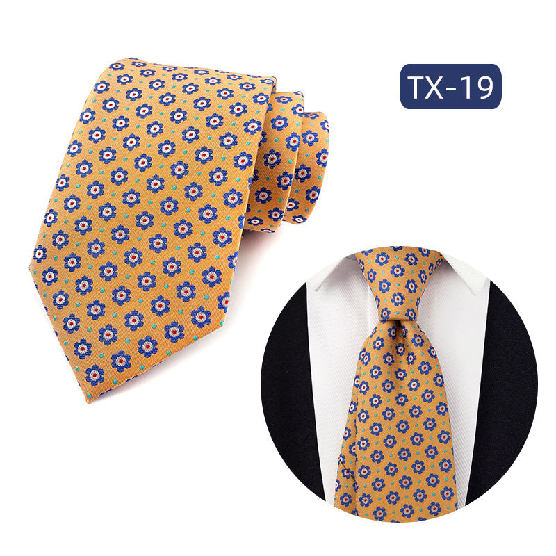 in stock wholesale men's tie jacquard yarn-dyed fabric small floral pattern business casual wedding groom tie