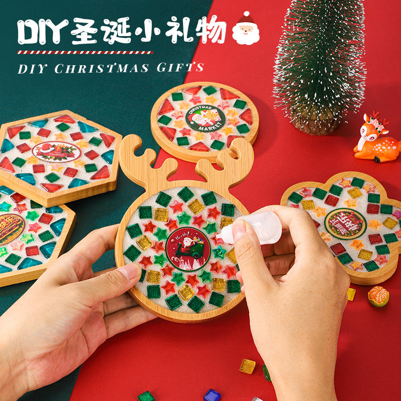 net red diy mosaic coaster warm field bamboo creative manual research independent material package warm field group building parent-child