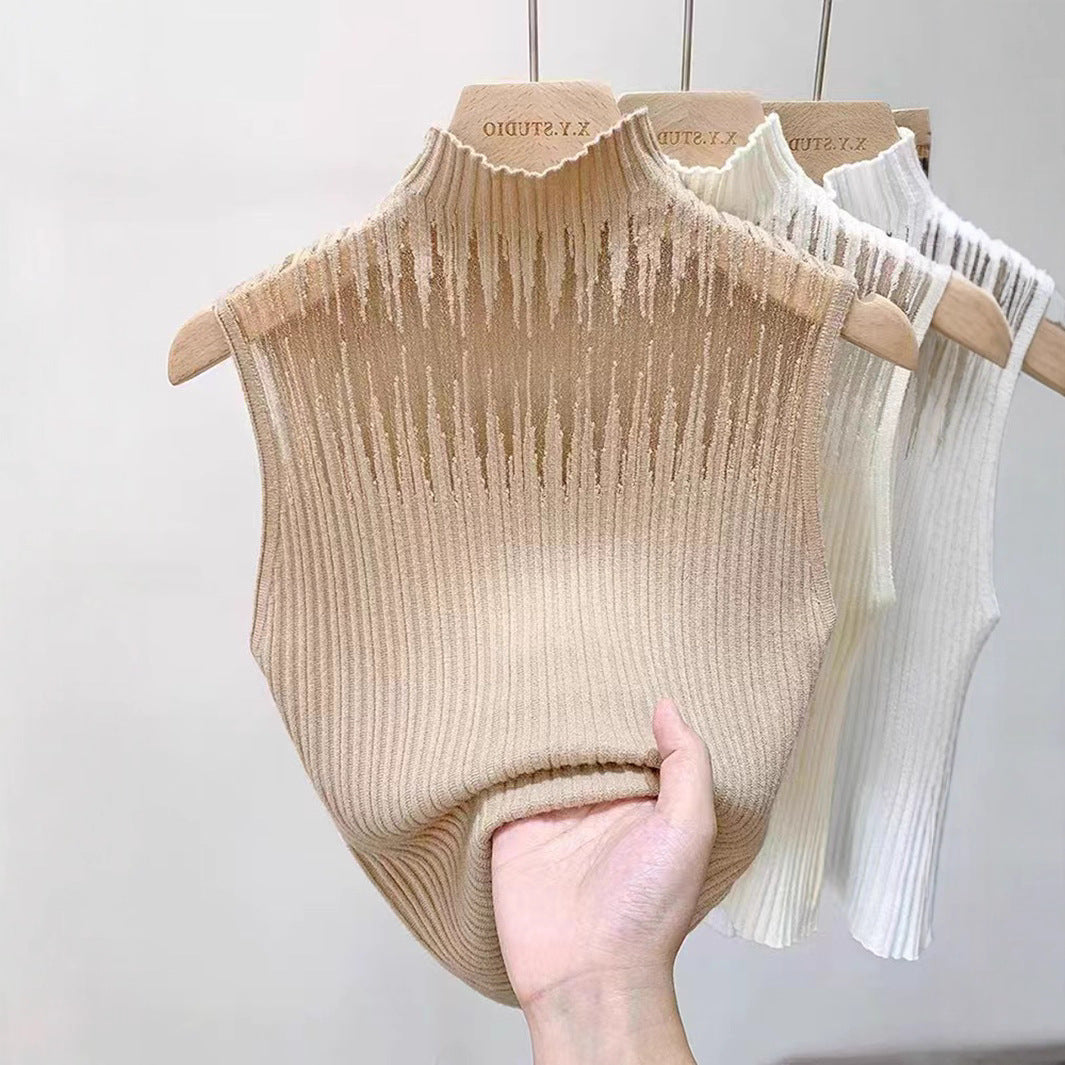 New Style Sleeveless Knit Top for Women, Summer Thin Style with a High-End Feel, Elegant Collar, Vacation Casual Top, Direct Cross-Border Supply