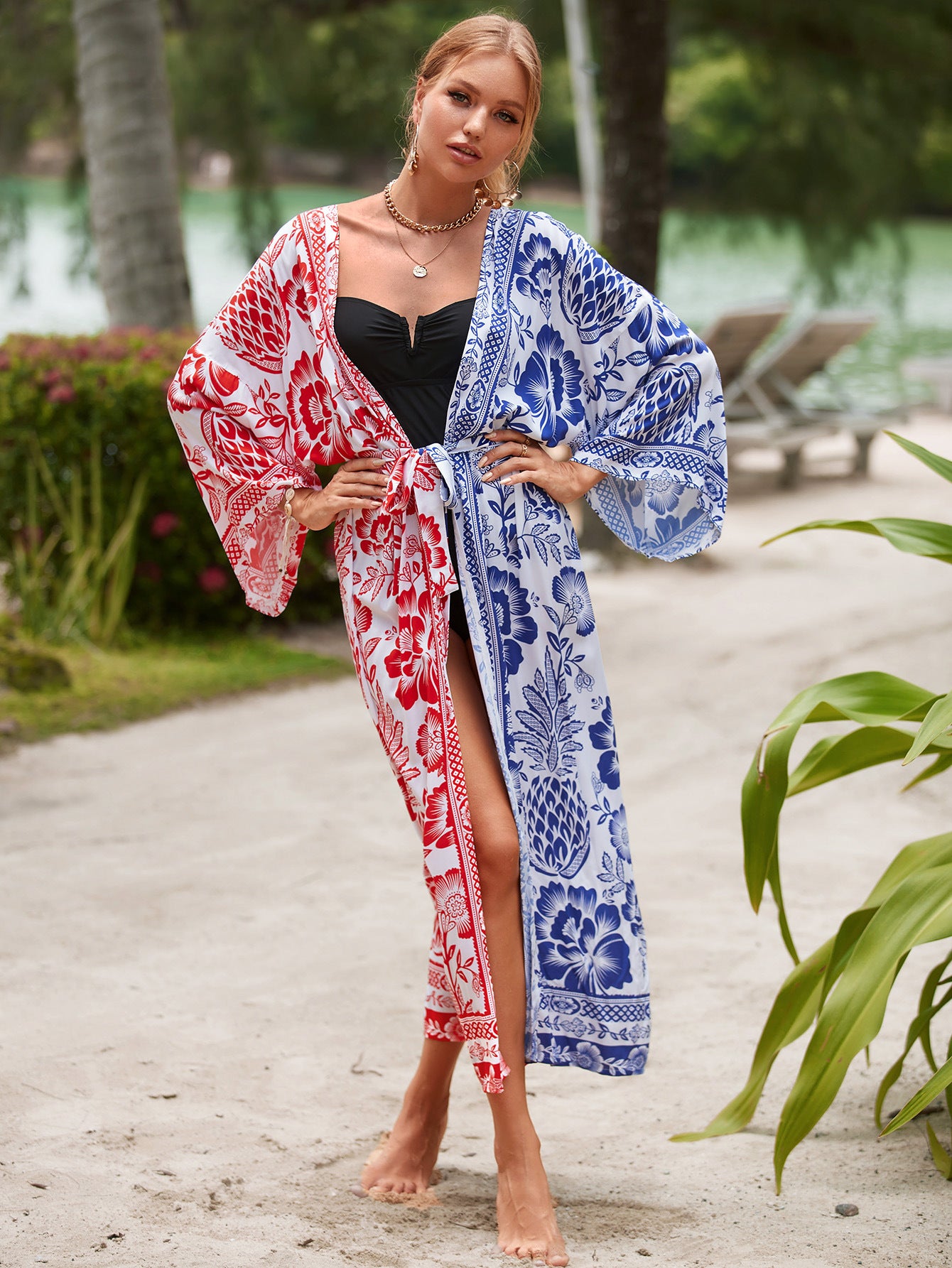 2023 New European and American Cotton Print Beach Jacket Sexy Sun Protection Cardigan Holiday Bikini Overshirt Women