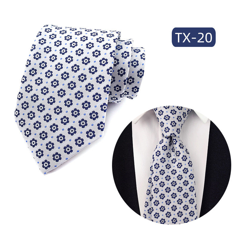 in stock wholesale men's tie jacquard yarn-dyed fabric small floral pattern business casual wedding groom tie