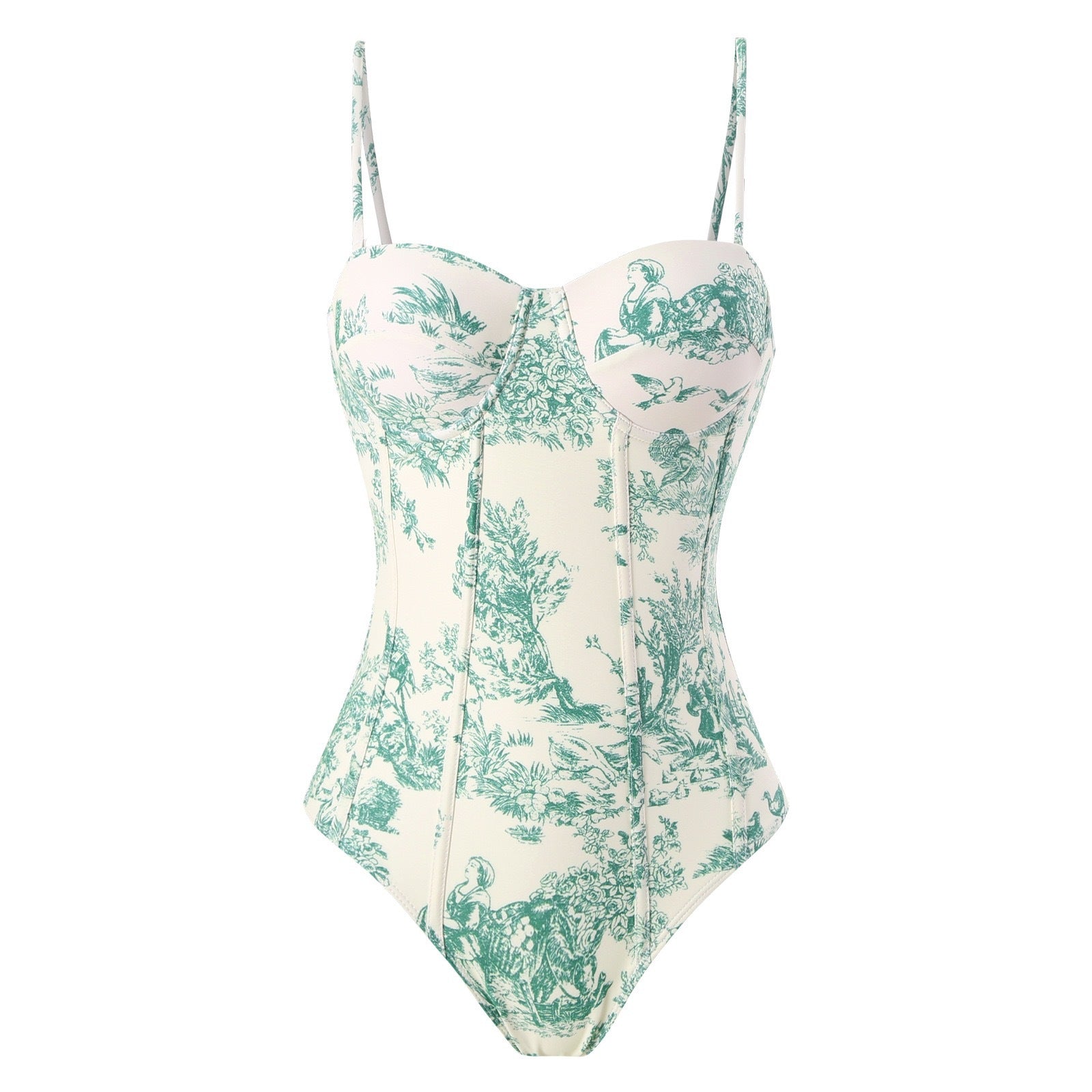 2025 European and American New Style One-Piece Swimsuit for Women, Slim-Fitting, Retro Tie-Up, Sun-Protective Long Skirt Two-Piece Set, Hard-Packed Swimsuit