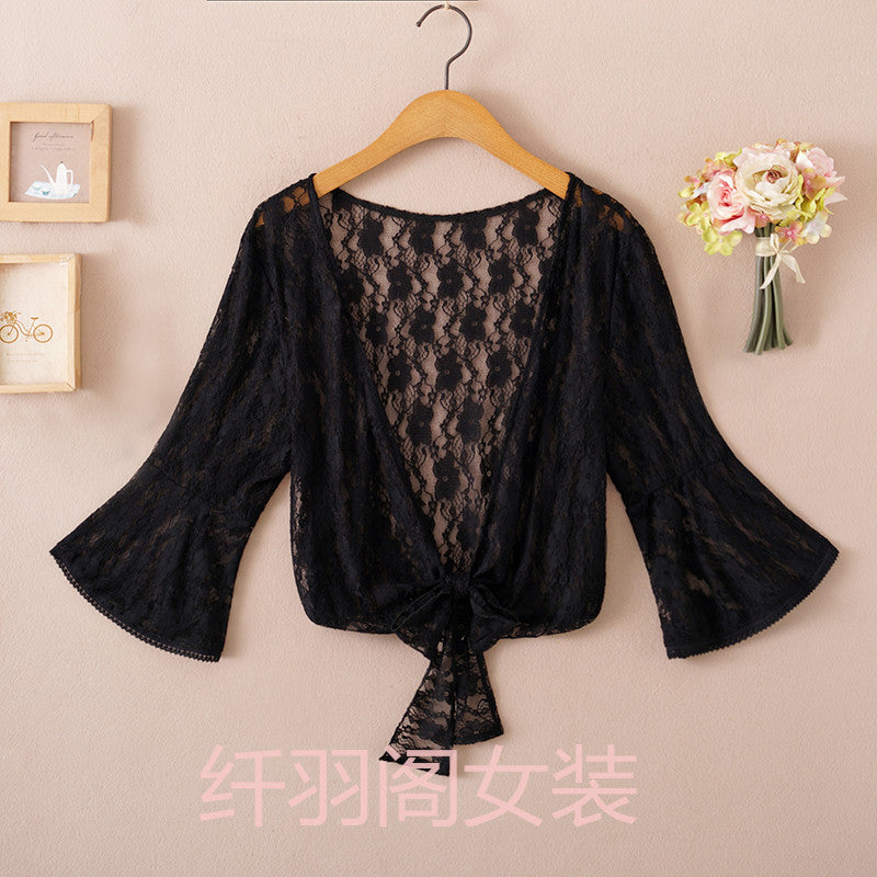 Sunscreen Cardigan Women's Spring and Summer Shawl Outer Blouse Thin Jacket with Sling Skirt Chiffon Small Waistcoat