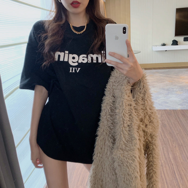 Smiley Face Print Loose Short-Sleeved T-Shirt for Women Spring and Summer New Casual Bottoming Shirt Women's Round Neck Top Dropshipping
