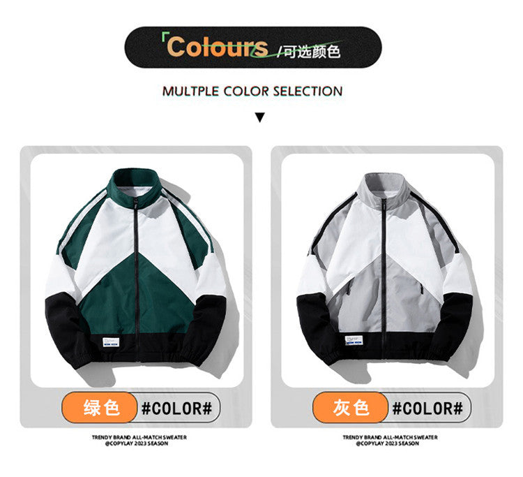Spring and Autumn New Men's Tops Sports Casual Loose Tops Teenagers Color Matching Top Daily Versatile Tops