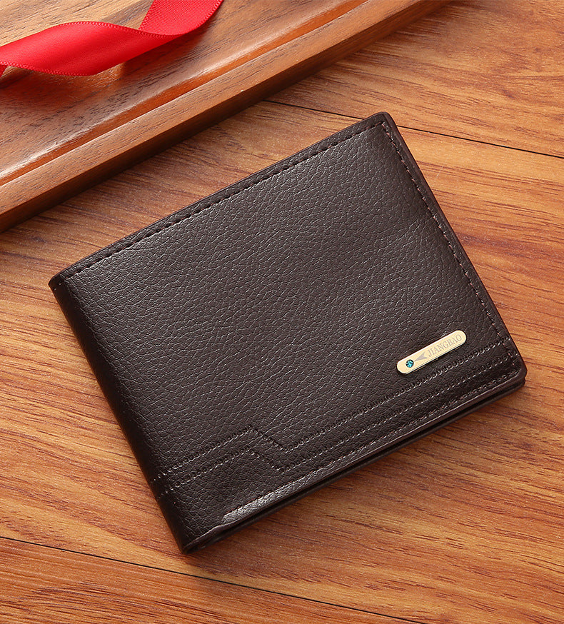Personalized Custom Name Bifold Short Wallet Casual Lychee Patterned Soft Leather Man's Wallet Multi Card Slot PU Leather Purse