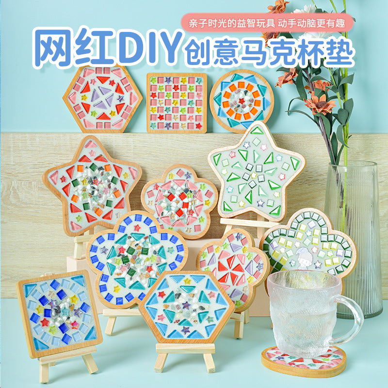 net red diy mosaic coaster warm field bamboo creative manual research independent material package warm field group building parent-child
