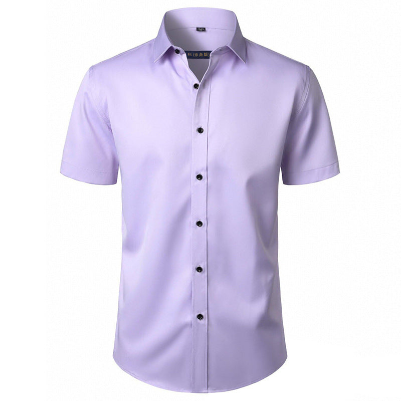 Solid Color Amazon Stretchy Plus-Size Men's Long-Sleeve Shirt, Men's Fashion Shirt, Slim Fit Outerwear