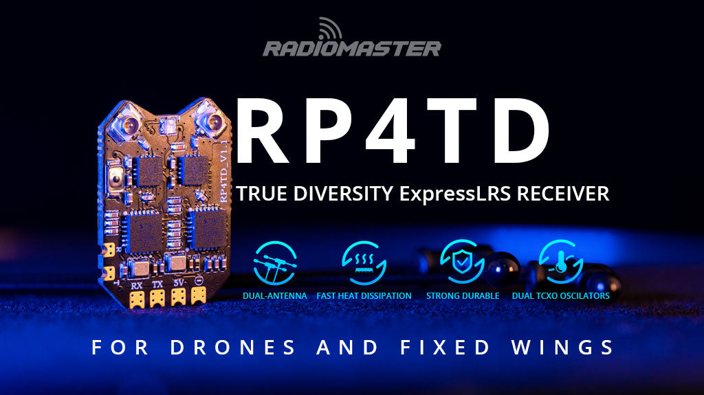 RadioMaster RP4TD ExpressLRS 2.4GHz True Diversity Receiver Dual TCXO for FPV Drone and Fixed Wing