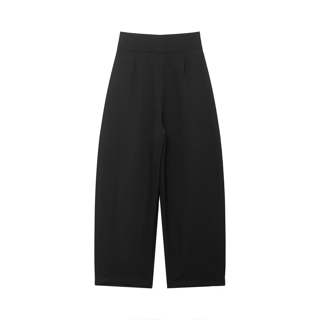 Casual Solid Pleated Loose Long Pants Women Fashion High Waist Straight Wide Leg Trousers 2026 Lady Spring Autumn Commute Wear