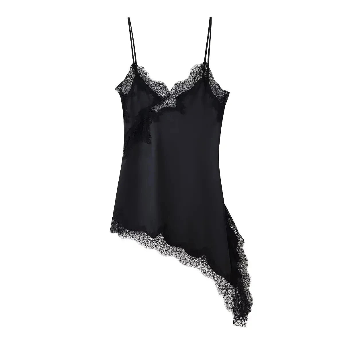 HH Female Summer Fashion Lace Splicing Dresses Solid Sleeveless Asymmetry Backless Slim Women's Sexy Party Sling Mini Dress