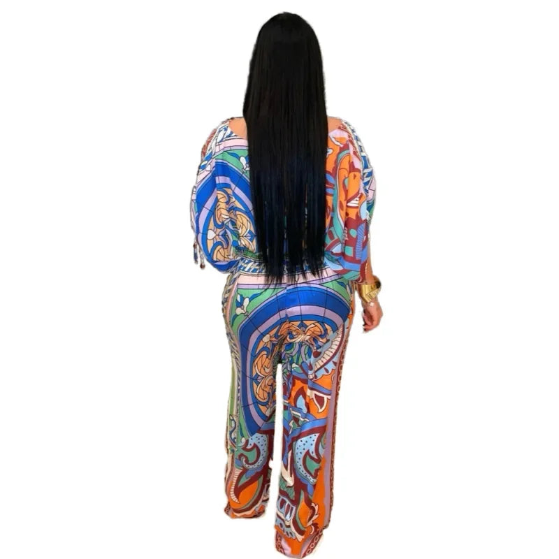 The Best-selling Printed Trouser Suit with A Line Neck and Crop Sleeves