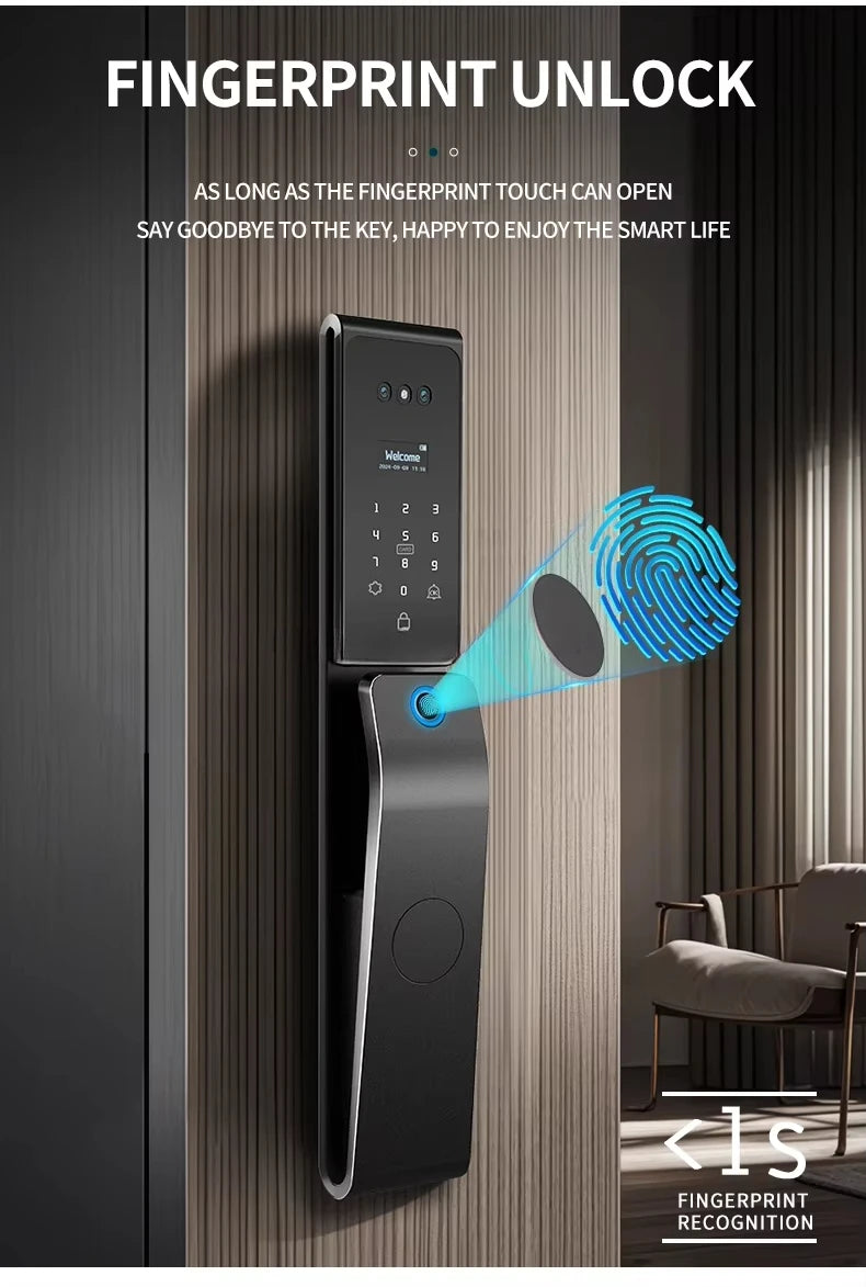 2026 New Tuya 3D Face Palm Recognition Smart Lock Durable Electronic Lock Waterproof Digital Lock Suitable for Europe, Israel