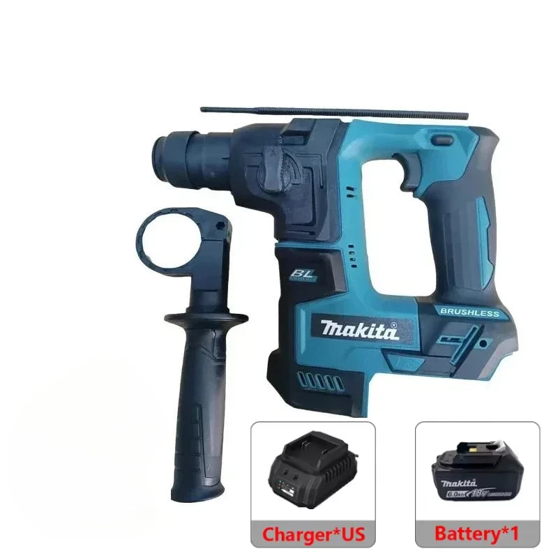 Makita Cordless Power Tool Set: Cordless Rotary Hammer, Rivet Gun, 12V Mini Angle Grinder, Cordless Saw, Air Inflator