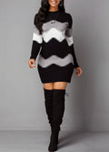 Elegant Party Dresses Female Clothing Women's New Style Women's Fashion Knitted Women's Pullover Knitted Patchwork Tops Dresses