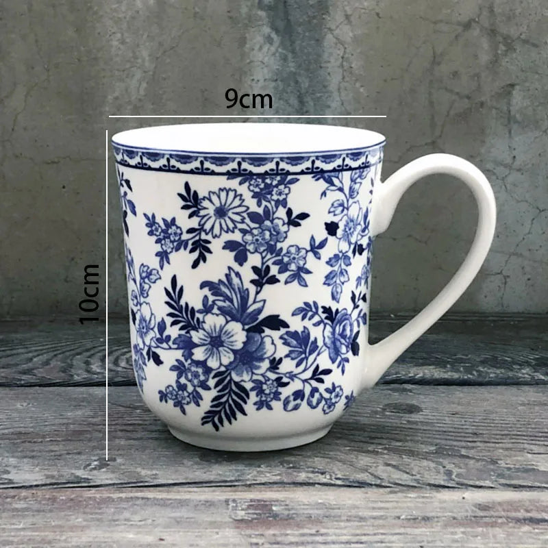 European Ceramic Dinner Plate Set Blue and White Porcelain Decorative Breakfast Plates Retro Hand Painted Restaurant Steak Dish