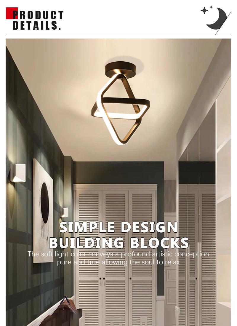 Modern LED Aisle Ceiling Light 2 Ring Creative Dimmable Living Room Ceiling Lamp Hallway Entrance Balcony Office Indoor Lighting