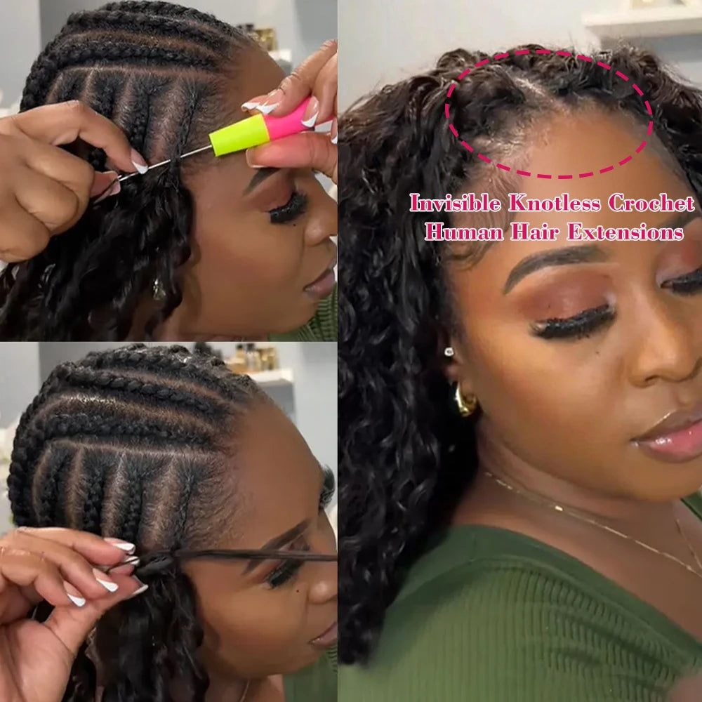 Ocean Wave Miracle Knots Crochet Human Hair Pre-Separated Feathered Human Crochet Hair 60g/pcs Burmese Curly Human Hair Bundles
