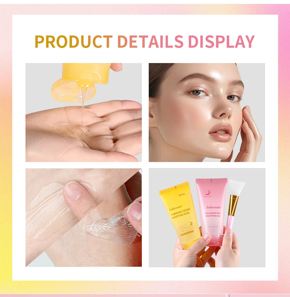 Korean Turmeric Collagen Bio Pack Night Mask Peel Off Sleeping Mask Anti-Aging Lifting Moisturizing Deep Repair Facial Skin Care
