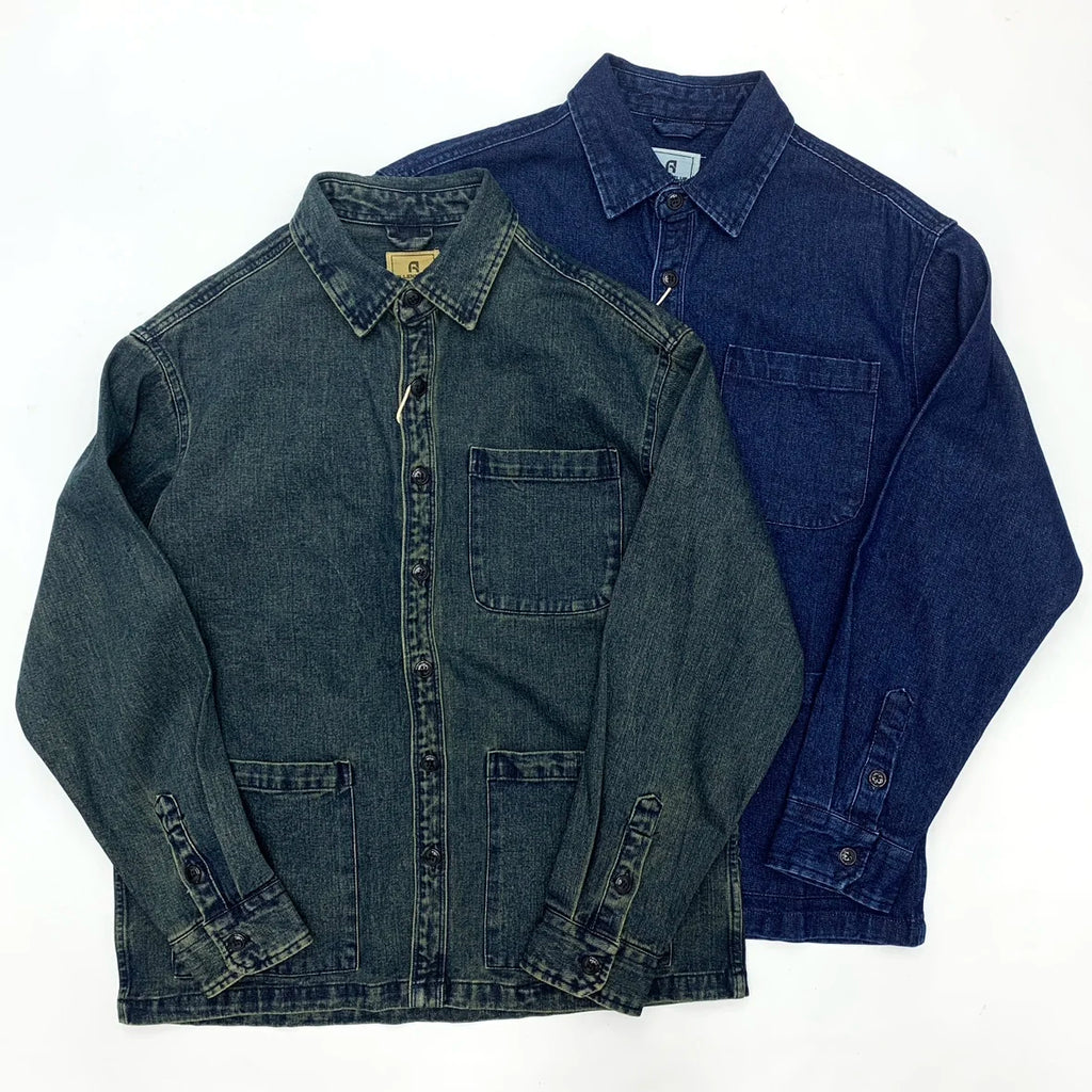 Workwear Denim Jacket Men's Japan Retro Multi Pockets European and American Autumn and Winter Couple Collar Loose Shirt Jacket