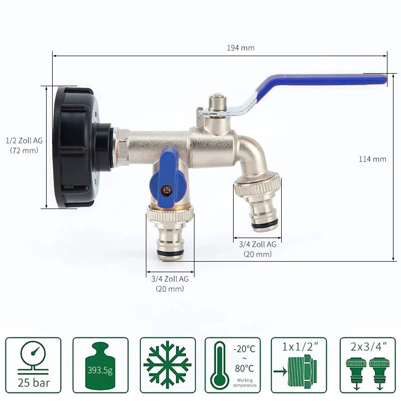 Garden Outdoor Bibcock Faucet DN15 DN20, Anti-freeze, Dual Control Copper for Washing Machine and Kitchen Garden Sink    1/2
