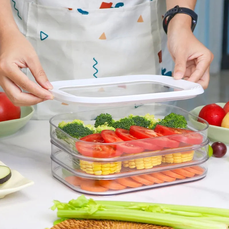 Meal Prep Containers Stackable Food Storage Boxes with Lid Meat Container for Fridge Bacon Lunch Meat Container for Refrigerator