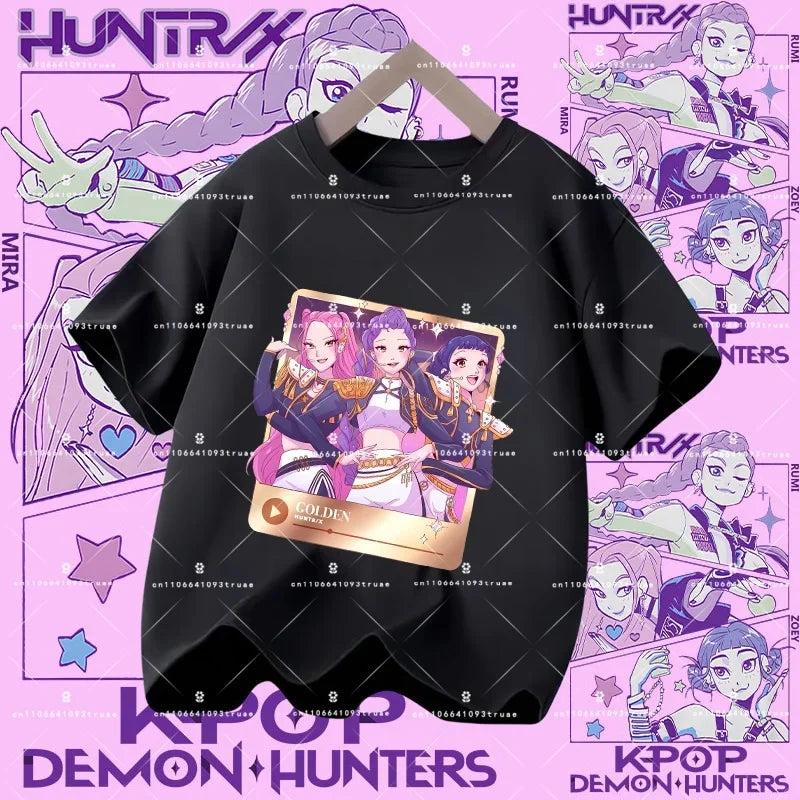 Kpop Demon Hunters Parent Child Halloween Kpop Demon Hunters TShirt Harajuku Casual Fashion Cotton Kid's Tshirt Cosplay Clothing