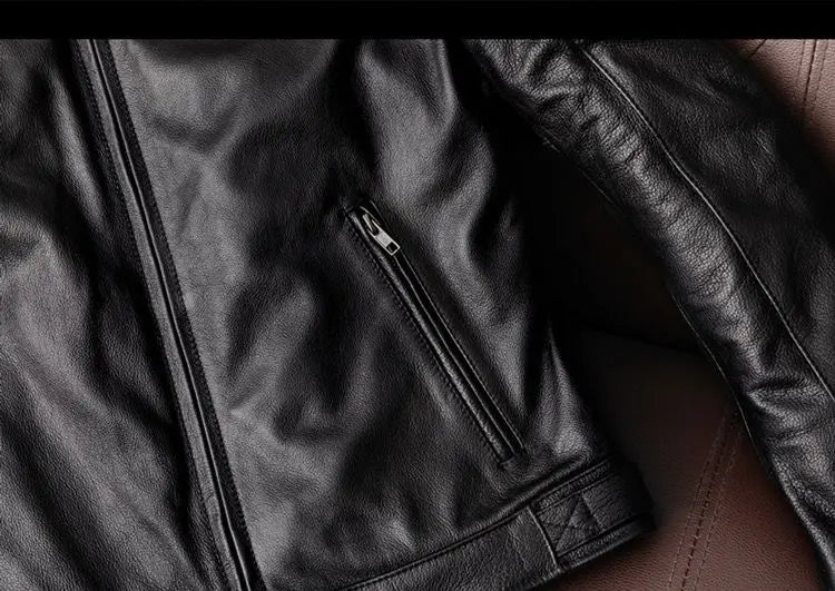 Genuine Leather Jacket Men 100% Cowhide Jacket Man Stand Collar Motorcycle Clothes Spring Autumn Winter 2024 New Leather Coat