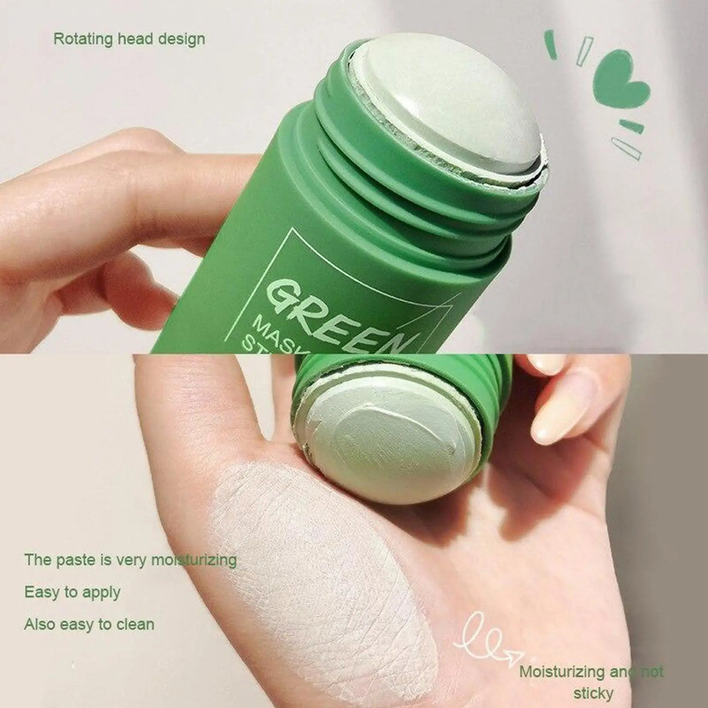 Green Tea Solid Cleansing Mask Acne Blemish Treatment Cream Blackhead Removal Natural Plant Formula Mild Skincare Solution
