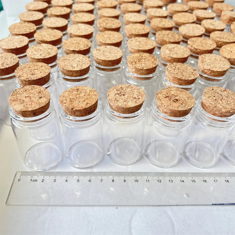 8/30 Pcs 40ml Glass Dried Flower Bottle Cork Tiny Glass Jars Transparent Empty Mini Containers DIY Wedding Favors Wishing Vials