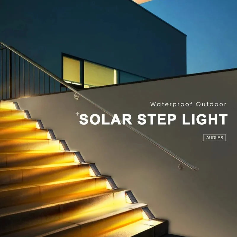 Solar Step Lights Outside 10 LEDs Solar Stair Lights Outdoor Waterproof Security Wall Motion Sensor Lamp For Garden Stair Patio