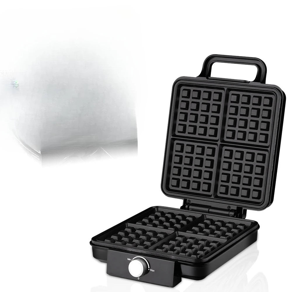 220V Fully Automatic 1500W Double-sided Heating Four-piece Waffle Machine, Breakfast Kitchen Sandwich Machine, Electric Cake Pan